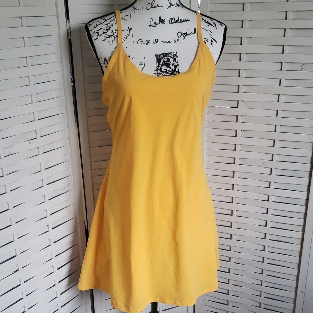 Outdoor Voive Mango Yellow Spaghetti Strap Dress With Under Short Size XL